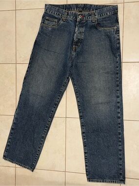 Hurley Men's Dark Blue Button Fly Straight-Leg Jeans